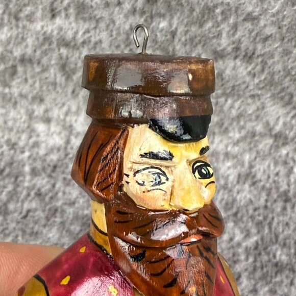 ✅2- VTG Hand-Painted Hand-Carved Russian Folk Art Wooden Christmas Ornaments - Picture 8 of 8